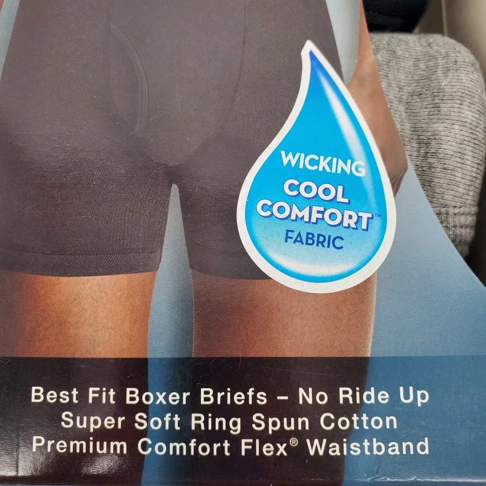 Hanes Premium Mens‎ Boxer Briefs 4 Pack Small Black Gray Cotton Tagless 9HPWG5